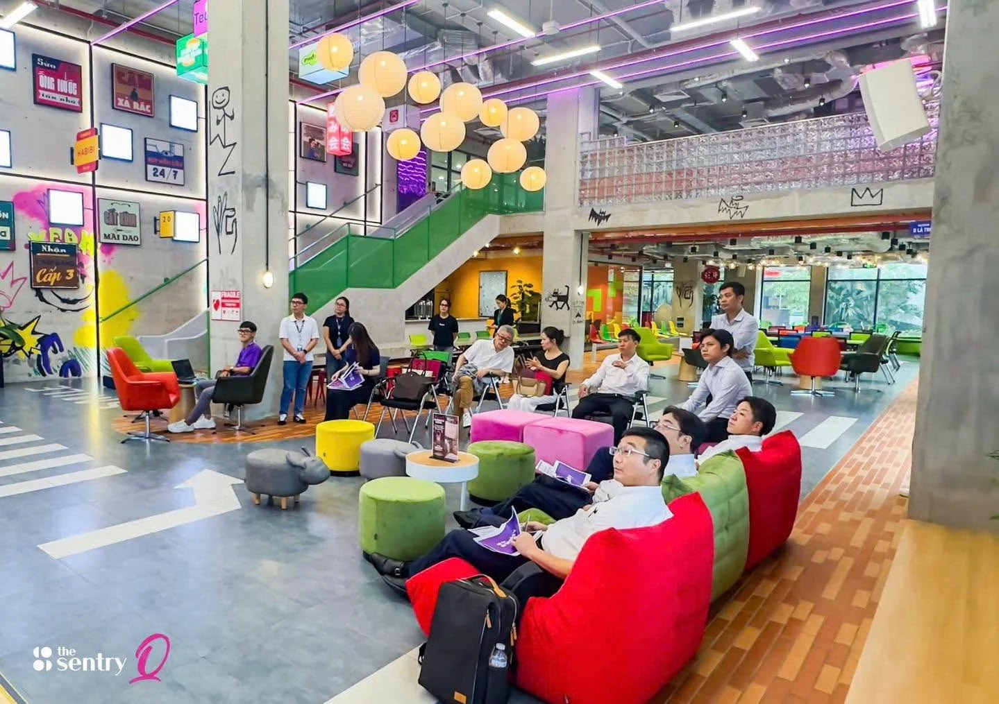 Open-plan flexible workspace with collaborative seating