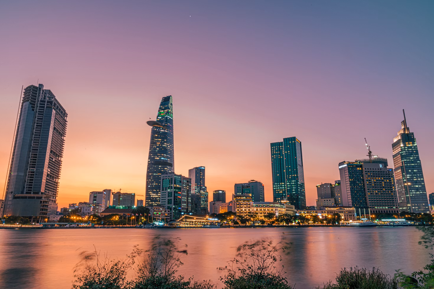 Ho Chi Minh City skyline at blue hour
