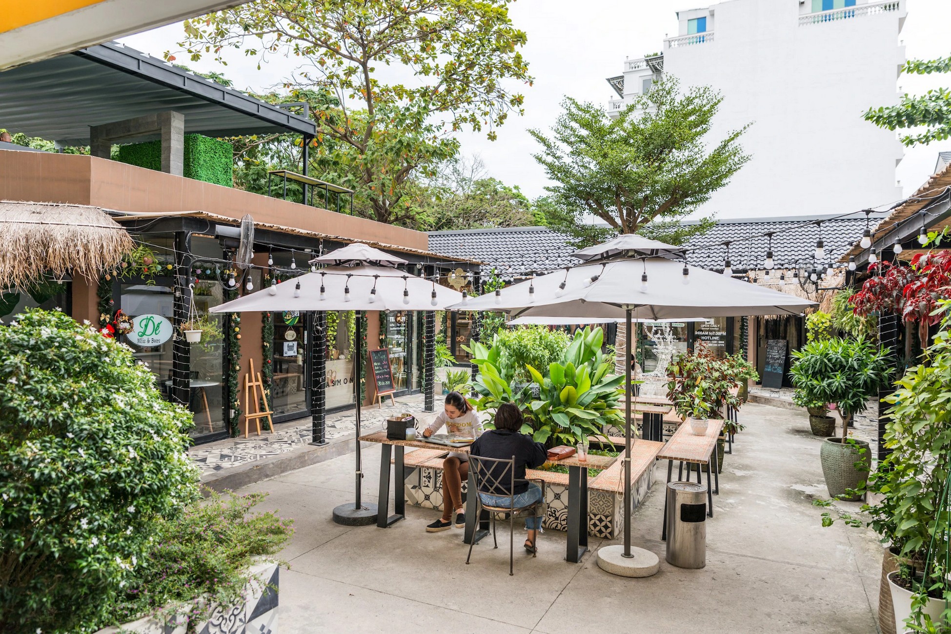 Lifestyle courtyard with cafes and greenery in Thao Dien, Ho Chi Minh City