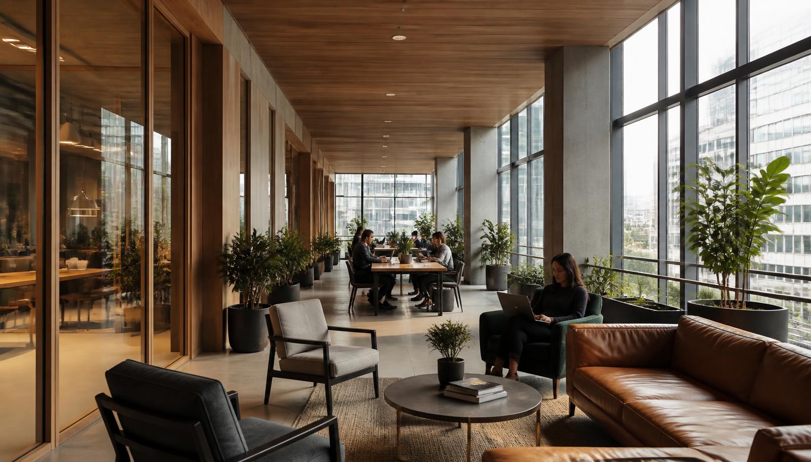 Small team working in a flexible coworking lounge in Ho Chi Minh City