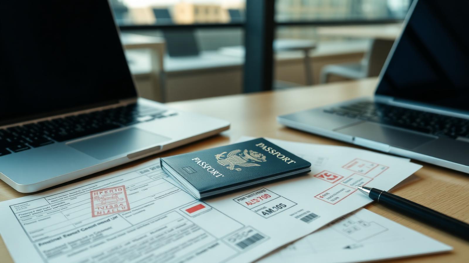 Passport and legalised documents prepared for a Vietnam work permit application